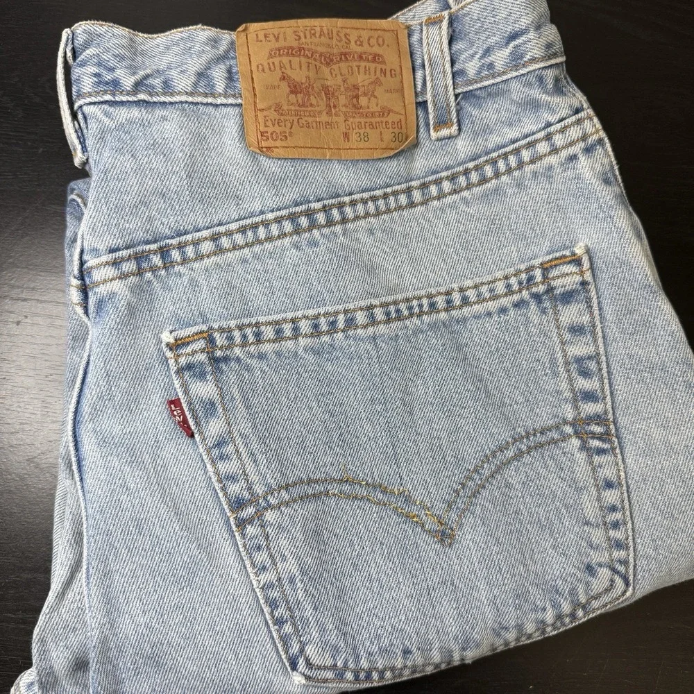 Vintage Levis 505 Men 38x30 Fits 36x30 Red Tab 100% Cotton‎ Blue Denim Y2K USA